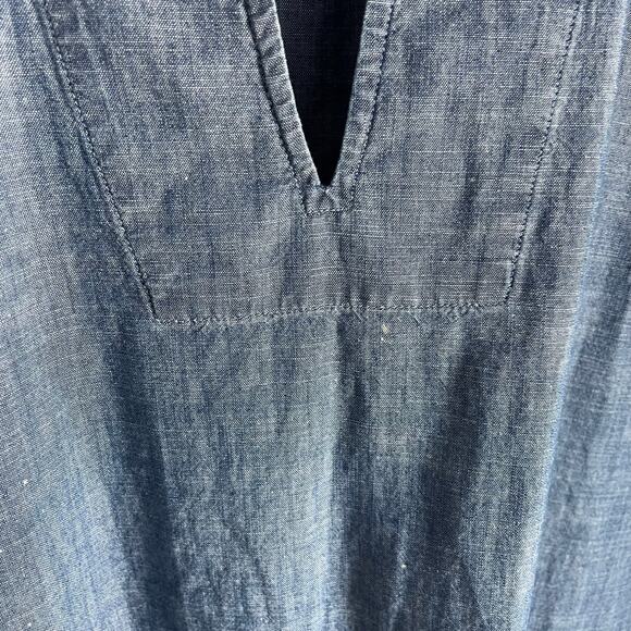 Lands' End Chambray Sleeveless Dress Nautical Preppy 100% Cotton Minimalist sz M - Picture 3 of 7